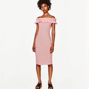 Zara Red and White Striped Dress